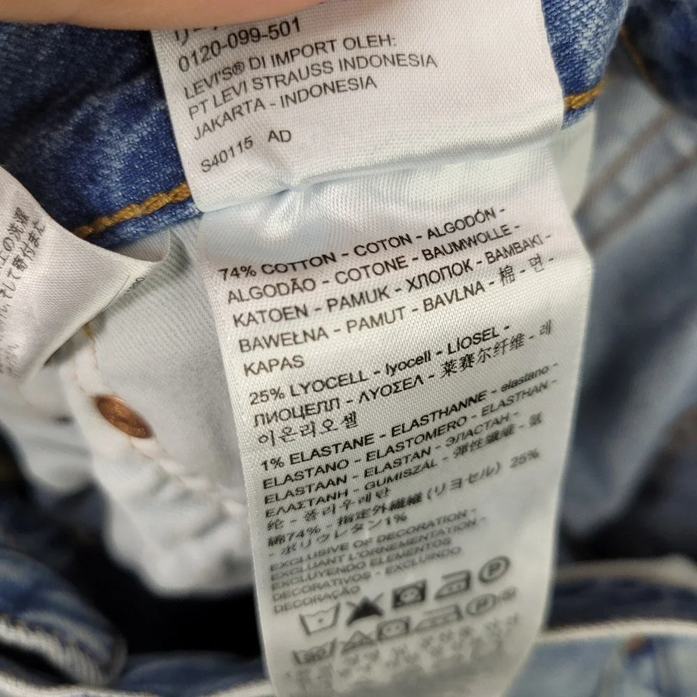 Levis Premium 501 ST Jeans Mens 32x25 Big E Button Fly Blue Light Wash Straight
